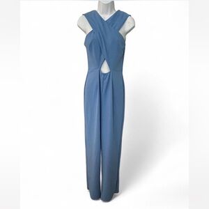 Elegant Blue Sleeveless Jumpsuit with Cutout Details